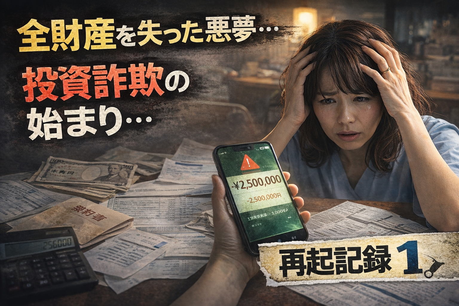 投資詐欺で貯金ゼロになり絶望する49歳看護師のイメージ