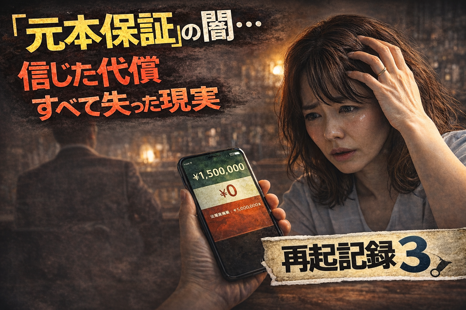 元本保証と言われ投資詐欺に遭い資産を失った女性のイメージ