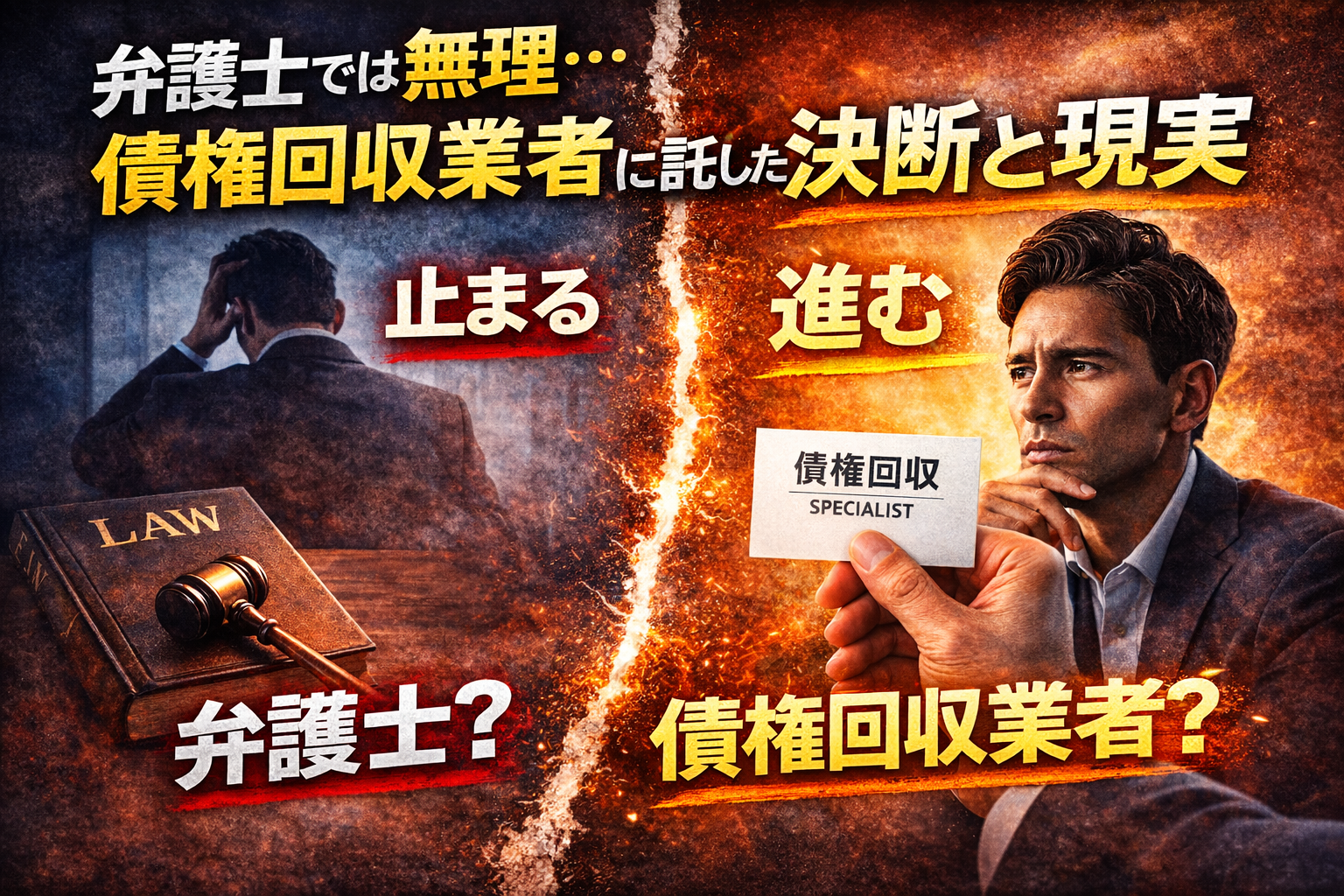 投資詐欺で弁護士では解決できず債権回収業者に依頼する決断をした人物のイメージ