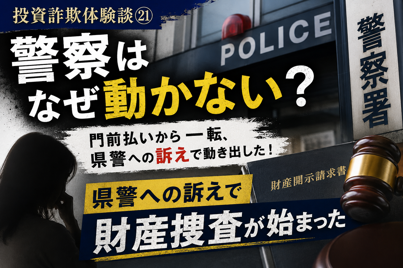 投資詐欺で警察はなぜ動かない？県警への訴えをきっかけに財産捜査が始まった体験談のアイキャッチ画像